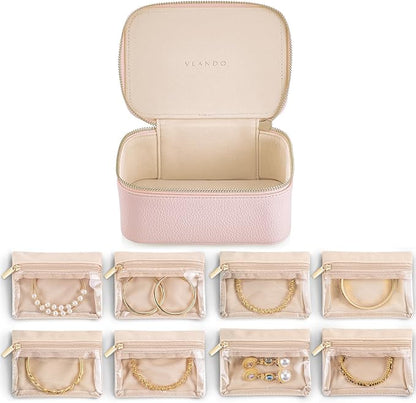 Vlando Jewelry Box with 8 Velvet Jewelry Bags Travel Jewelry Case by VLANDO
