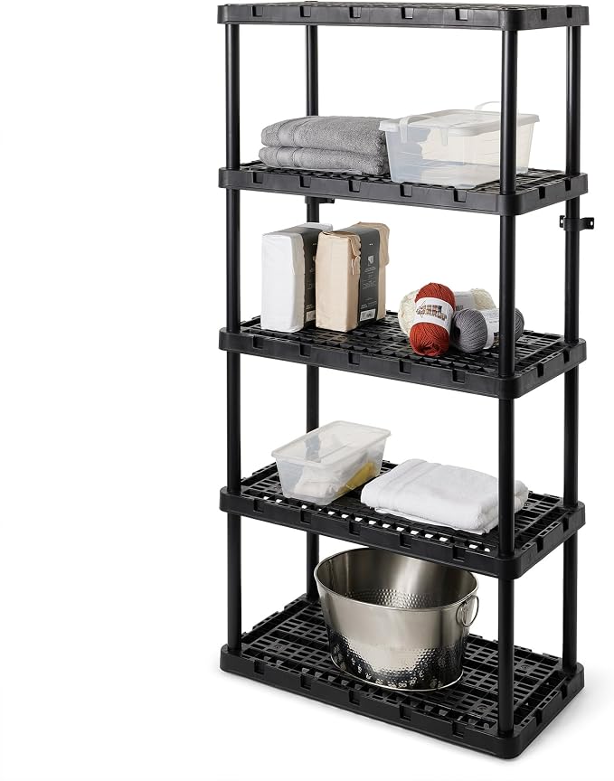 Gracious Living 5-Shelf Plastic Storage Shelves, Heavy-Duty Garage Shelving Unit - Image 8