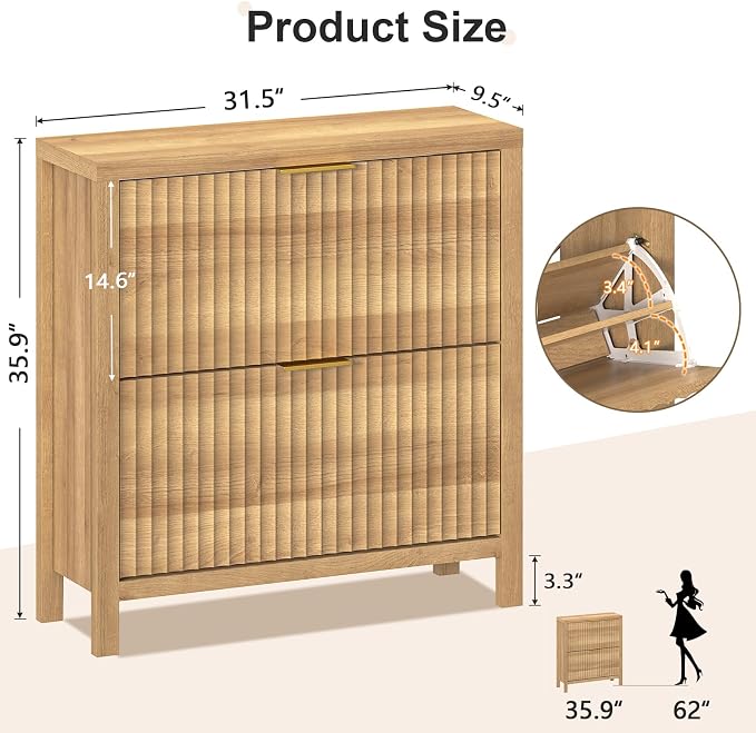 Fluted Shoe Cabinet Storage - Image 3