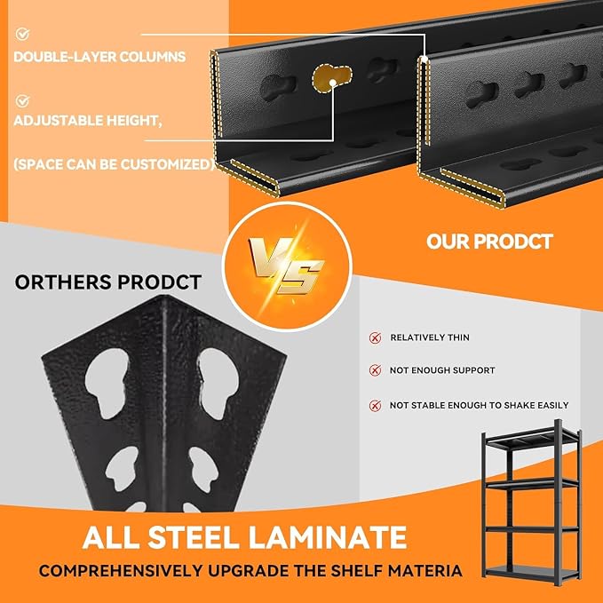 2set Storage Shelves Heavy Duty 6Tier Adjustable Metal Garage Shelving Unit - Image 2