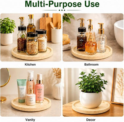 Bamboo Bathroom Organizer Countertop and Vanity Tray，Modern Turntable - Image 5
