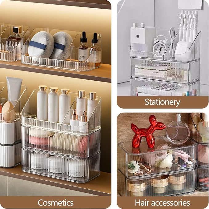 Medicine Cabinet Organizer 2 Tier, Stackable Bathroom Mirror Cabinet - Image 6