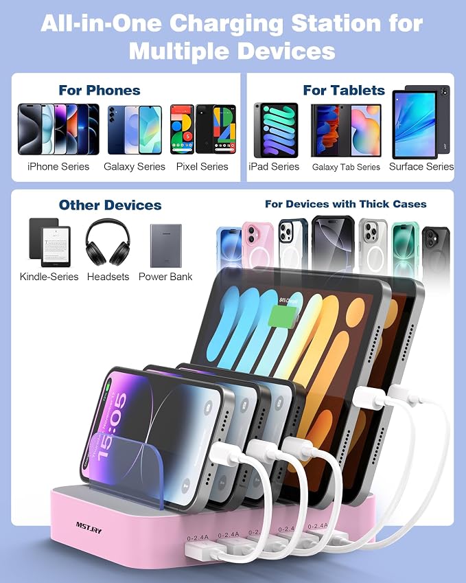 MSTJRY Charging Station for Multiple Devices : 5 Port Multi USB-A Charger - Image 5