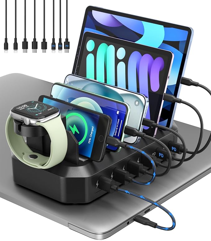 95W Fast Charging Station for Multiple Devices【Patent & Safety Certs】 6-Port by HSicily