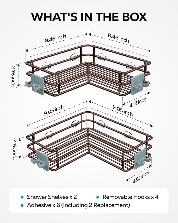 Nieifi Adhesive Corner Shower Caddy Shelf Basket Rack - Image 7