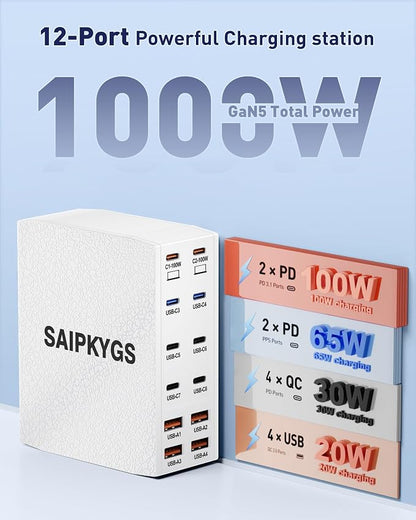 USB Charging Station, 12-Port USB C Charger Block - Image 2
