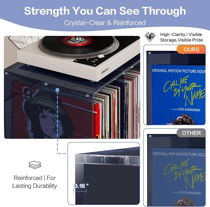 Bikoney Vinyl Record Storage, Stackable Cube Acrylic Vinyl Record Holder - Image 7