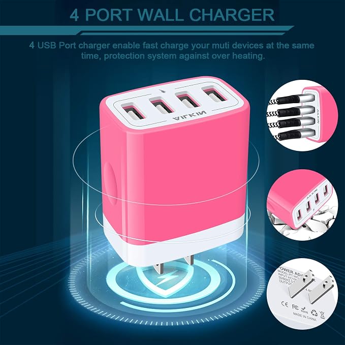 Wall Charger, USB Charger Adapter, 4.8A 4Multi Port Fast Charging Station | - Image 4