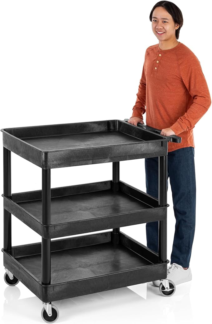 Stand Steady Tubstr Large 3 Shelf Utility Cart | Heavy Duty, Holds Up to 300 by StandSteady