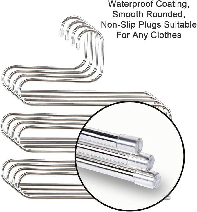devesanter Pants Hangers Non-Slip S-Shape Trousers Hangers Stainless Steel & - Image 4