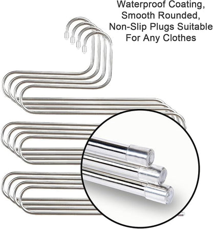 devesanter Pants Hangers Non-Slip S-Shape Trousers Hangers Stainless Steel & - Image 4