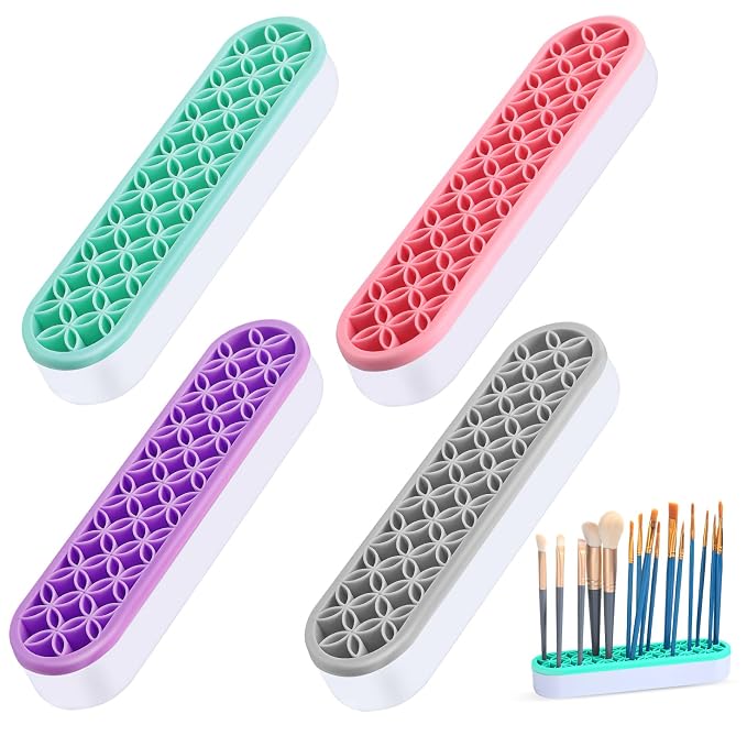 Frienda 4 Pcs Silicone Makeup Brush Holder Stand Multipurpose Cosmetic Travel by Frienda
