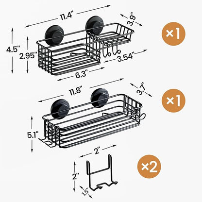 LEVERLOC Shower Caddy Suction Cup, 2 Pack suction shower shelf - Image 4