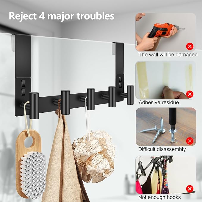 PMMASTO Shower Door Hooks, Extended Towel Hook - Image 6