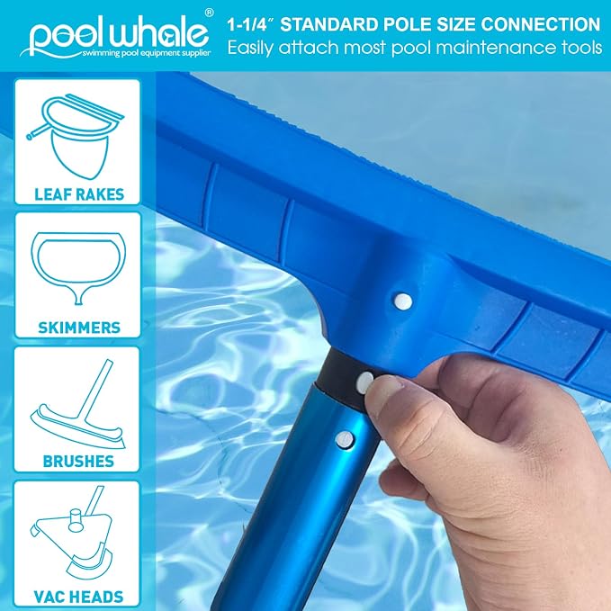 POOLWHALE Premium 15 Foot Telescopic Swimming Pool Pole, Adjustable 3 Piece - Image 3