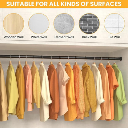 Closet Rods for Hanging Clothes, 17-39 Inch No-Cut Stepless Adjustable Closet - Image 5