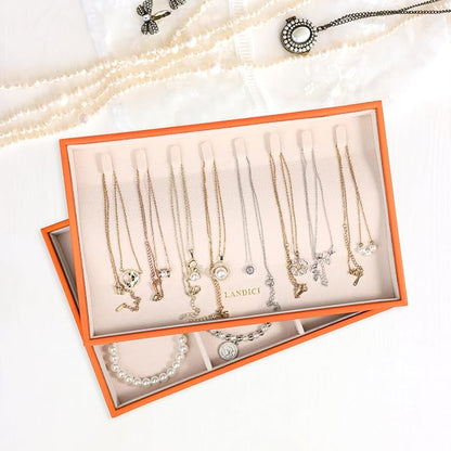 LANDICI Stackable Jewelry Organizer Trays 4 Set, PU Leather Jewelry Organizer - Image 7