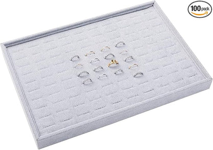 Grey Velvet Stackable 100 Slot Ring Inserts Jewelry Tray Showcase Display by Pimuza