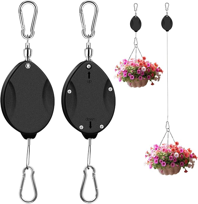 2Pcs Retractable Plant Hanger, Heavy Duty, Quick Auto Lock, Adjustable Hook by ZUZUAN