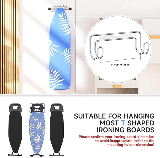 Ironing Board Holder Wall Mount/Over The Door Ironing Board Hanger, Laundry - Image 3