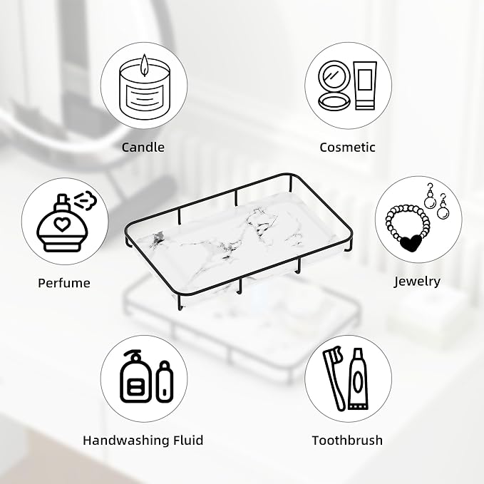 Vanity Tray Makeup Organizer Cosmetics Storage Bathroom Skincare Organizer - Image 3