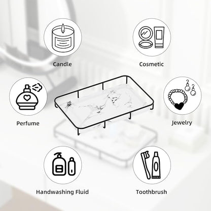 Vanity Tray Makeup Organizer Cosmetics Storage Bathroom Skincare Organizer - Image 3