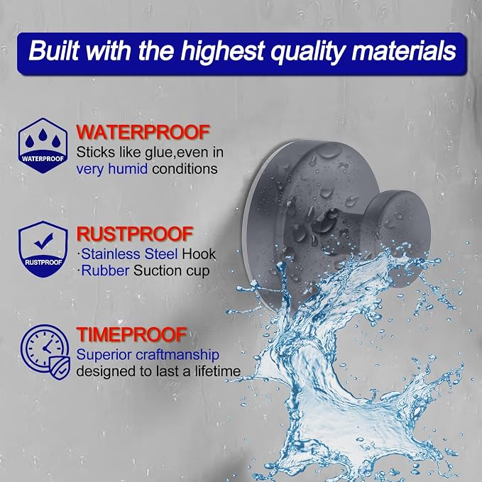 Bntuk Suction Cup Hooks for Shower, Removable Towel Hooks for Bathroom Window - Image 2