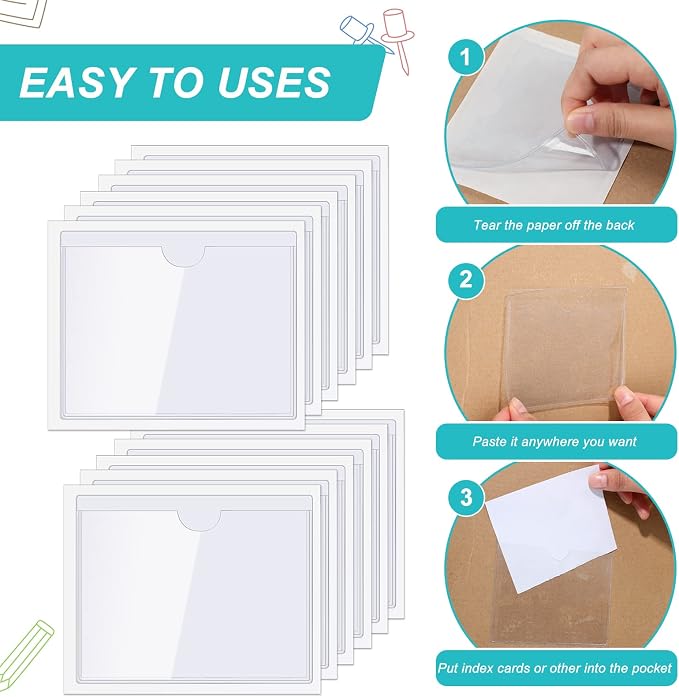 Outus 200 Pack 3.5 x 4.4 Inch Self Adhesive Label Pockets Bulk Plastic Labels - Image 5