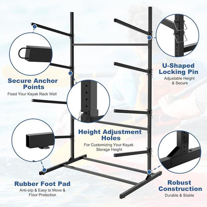LILYPELLE Kayak Storage Rack, Heavy Duty Kayak Rack, Wall Mount, Freestanding - Image 5