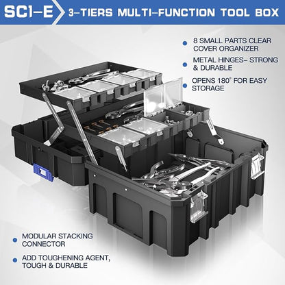 5 Tier Stackable Tool Box with Wheels, Rolling Tool Box with Drawers, Modular - Image 5