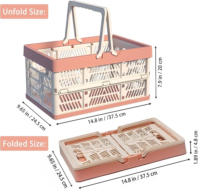 Collapsible Plastic Storage Crate - 20L Folding Organizer Basket Portable - Image 7