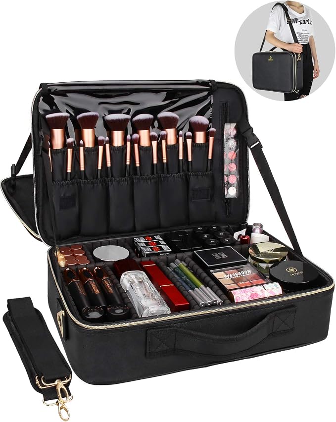 Relavel Makeup Case Large Makeup Bag Professional Train Case 16.5 inches Travel - Image 2