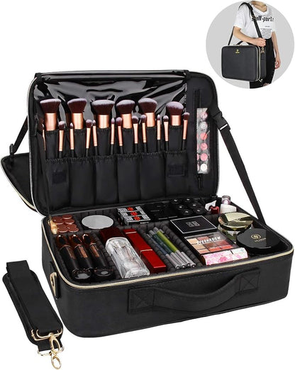 Relavel Makeup Case Large Makeup Bag Professional Train Case 16.5 inches Travel - Image 2