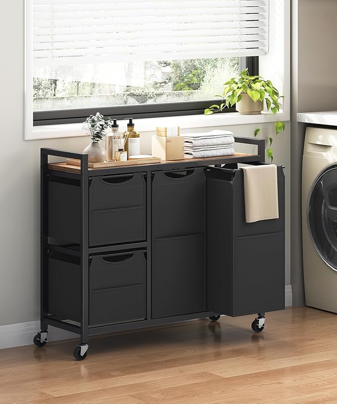 HOOBRO Laundry Sorter with 4 Section, 39 Gal. Laundry Hamper with Wheels - Image 9