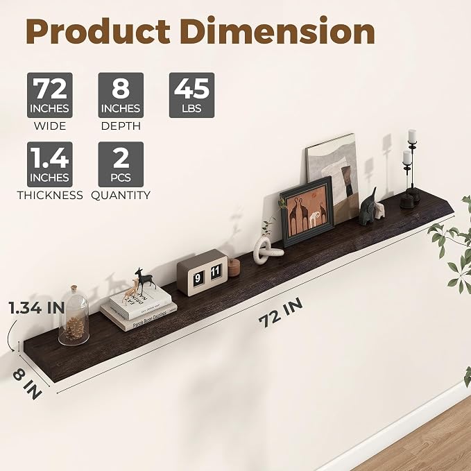 Axeman 72 inch Extra Long Floating Shelves - Image 3