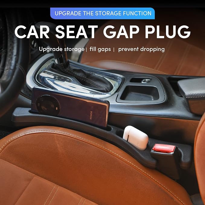 2 Pack Car Seat Gap Filler, PU Leather Universal Fit - Image 2