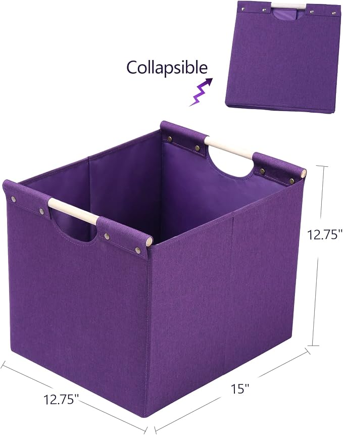 HOONEX Large Collapsible Storage Bins, Linen Fabric, Storage Baskets - Image 7