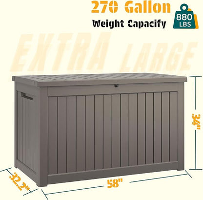 NUNU LAB 270 Gallon Large Resin Deck Box, Waterproof Outdoor Storage Box - Image 2