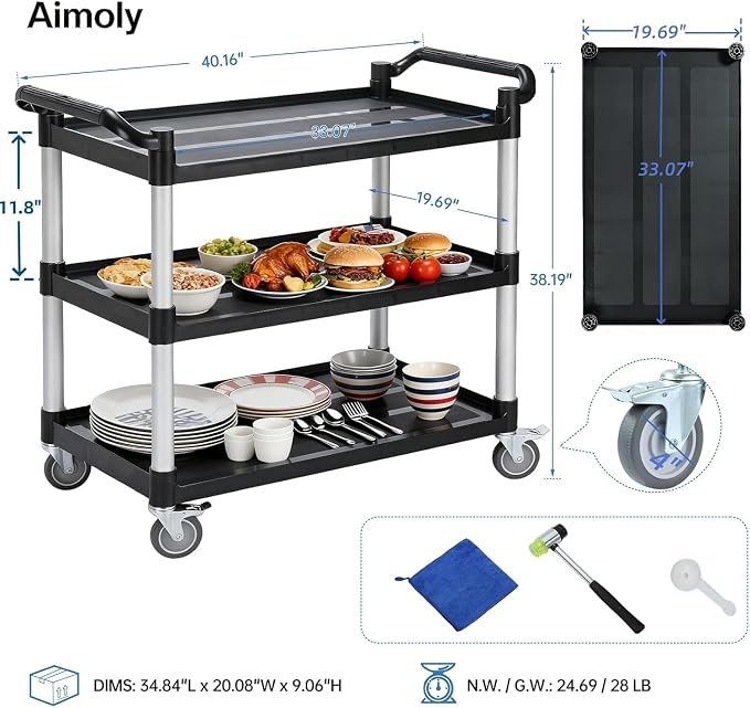3-Tier Rolling Utility Cart - Image 2