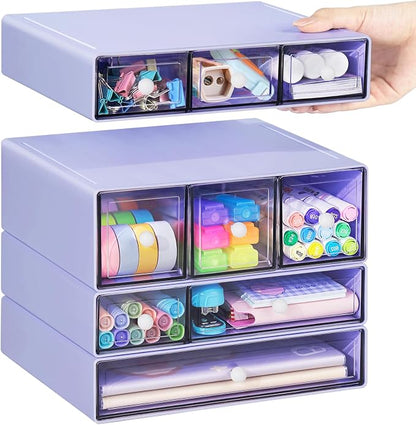 Desk Storage Organizer with 9 Drawers, 4 Tiers Stackable Desktop Craft Storage by FODIENS