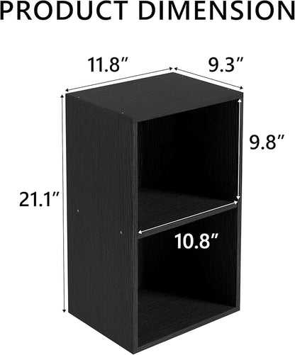 Wooden 2 Cube Storage Organizer, 2 Tier Storage Cubes Storage Display Cubby - Image 3
