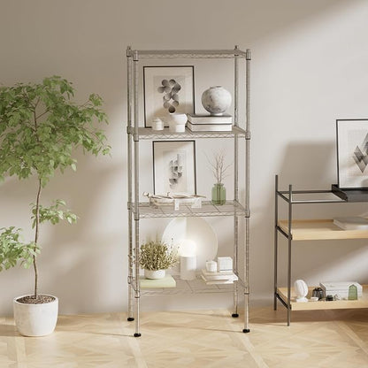 4 Tier Shelving Unit, 176 LBS Per Shelf Height Adjustable Narrow Storage Shelves - Image 6
