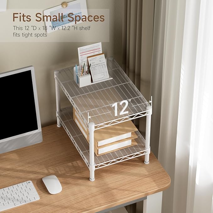 Golpart Small 2 Tier Shelves Storage Wire Shelving Unit Metal Shelf Gasket | 2 - Image 6