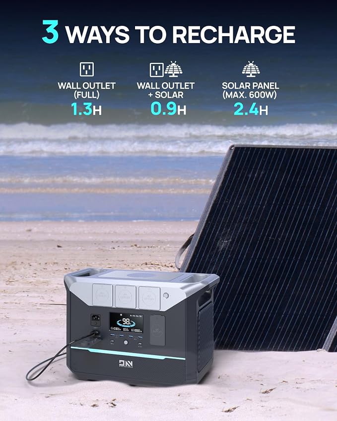 DaranEner Portable Power Station 1382.4Wh LiFePO4 Battery, 1800W Solar Generator - Image 3
