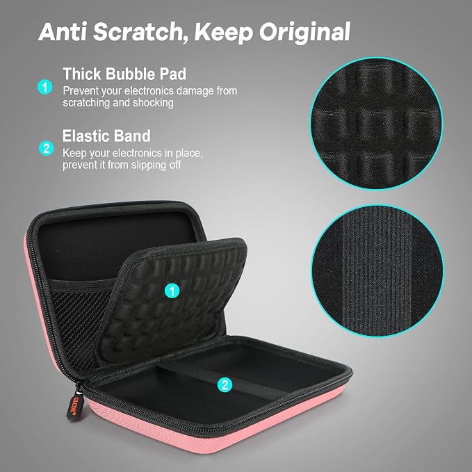 Large Hard Shell Carrying Case for External Hard Drive, Power Bank, Heart - Image 3