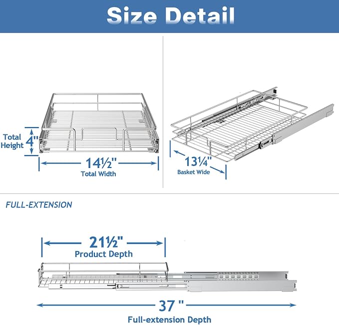 LOVMOR Pull Out Cabinet Organizer 14½" W x 21½" D, Kitchen Cabinet Pull Out - Image 3