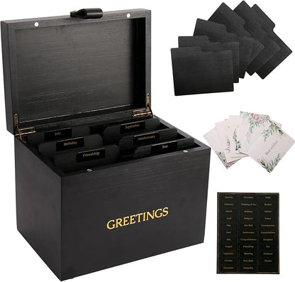 Large Bamboo Greeting Card Organizer Box by INTARSIO3D