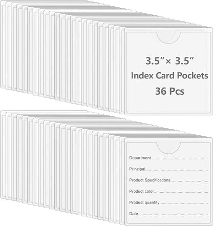 36 Pack Adhesive Index Card Pockets, 3.5" x 3.5", Top Open | Clear Pvc - Image 8