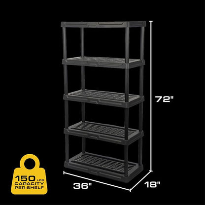 CENTREX CX 5-Tier Plastic Storage Shelving Unit 2 Pack, Heavy Duty, 150lbs Per - Image 2