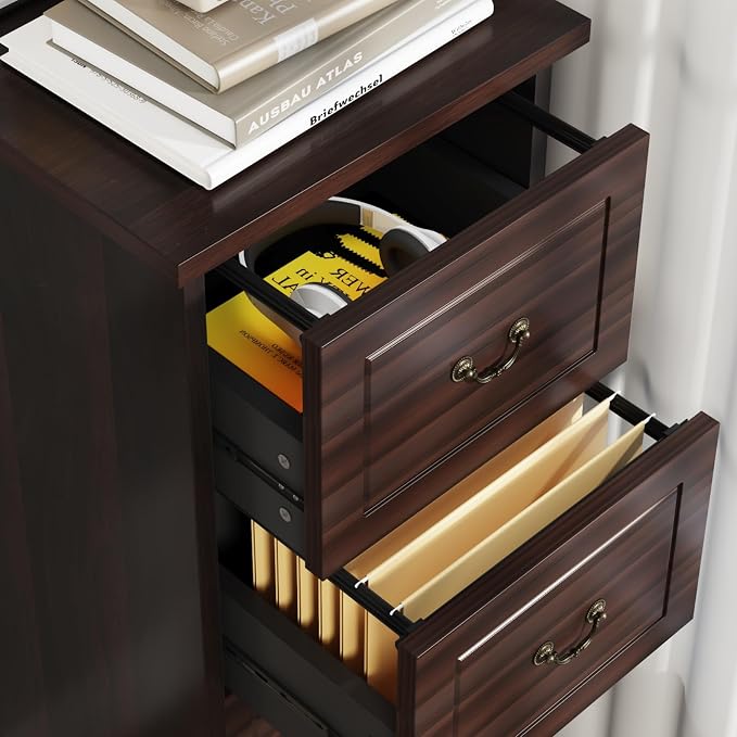 Tribesigns 4-Drawer File Filing Cabinet, Vertical Office File Cabinet, Walnut | - Image 6